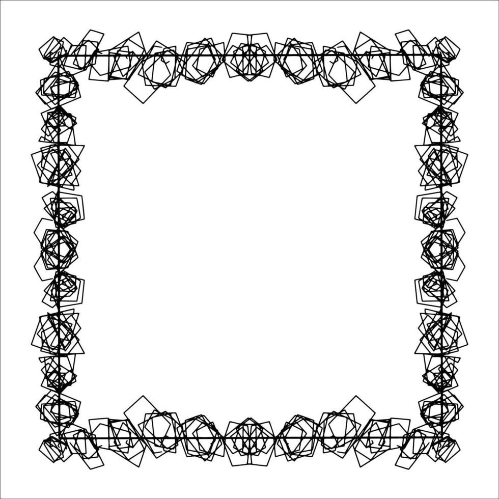 marco de garabato. patrones florales y geométricos. imagen en blanco y negro. dibujo de contorno a mano. imagen vectorial vector