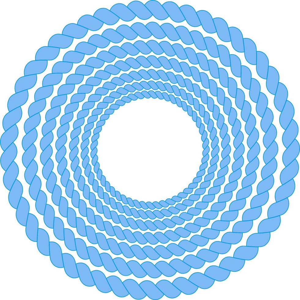 A wreath of blue rope.Round frame made of twisted rope.Vector illustration vector
