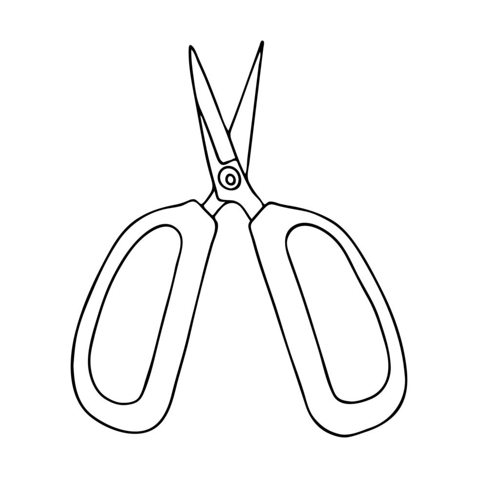 The scissors in Doodle style.Scissors for seamstresses and hairdressers.Black and white image.Monochrome.Tools made of metal.Vector illustration vector