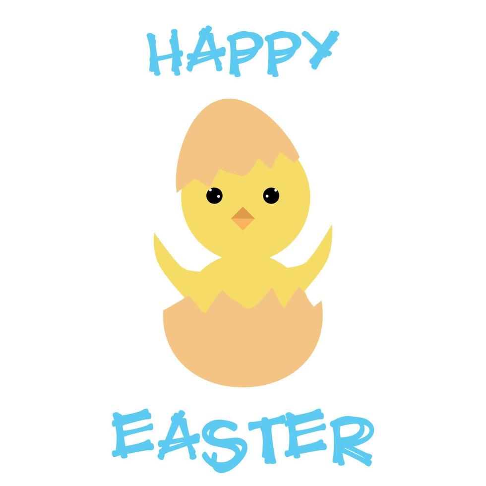 Chicken in a broken egg.Cartoon style.happy Easter.Suitable for postcards.children's print.Vector illustration vector
