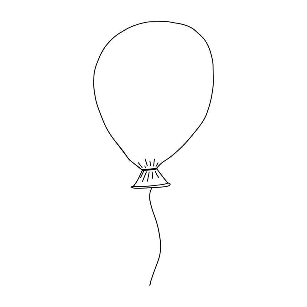 Balloon in the style of Doodle.Outline drawing.Black and white image.Hand-drawn drawing.For a holiday, a birthday.Vector illustration vector