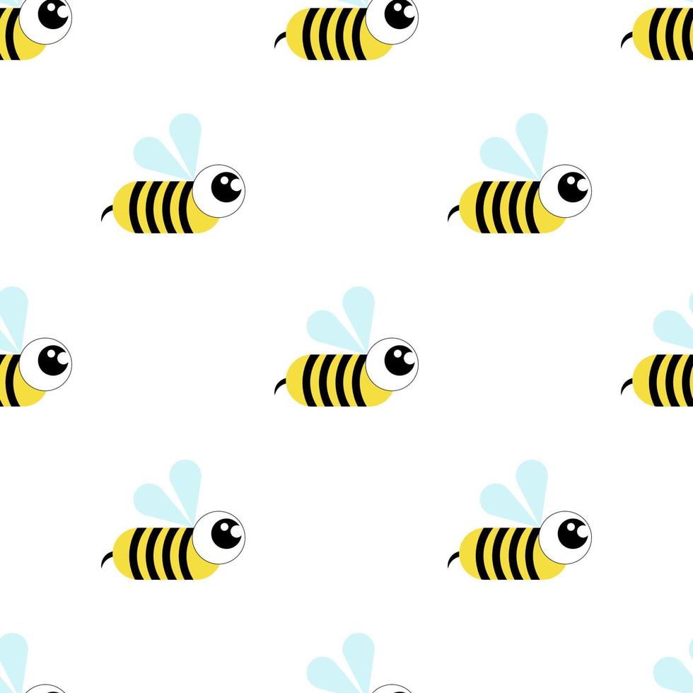 Wasp, bee, bumblebee seamless pattern on a white background.Flat illustration.Cartoon style.Vector illustration vector