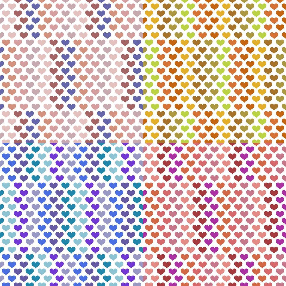 A set of seamless patterns with hearts. Background for Valentine's day. vector