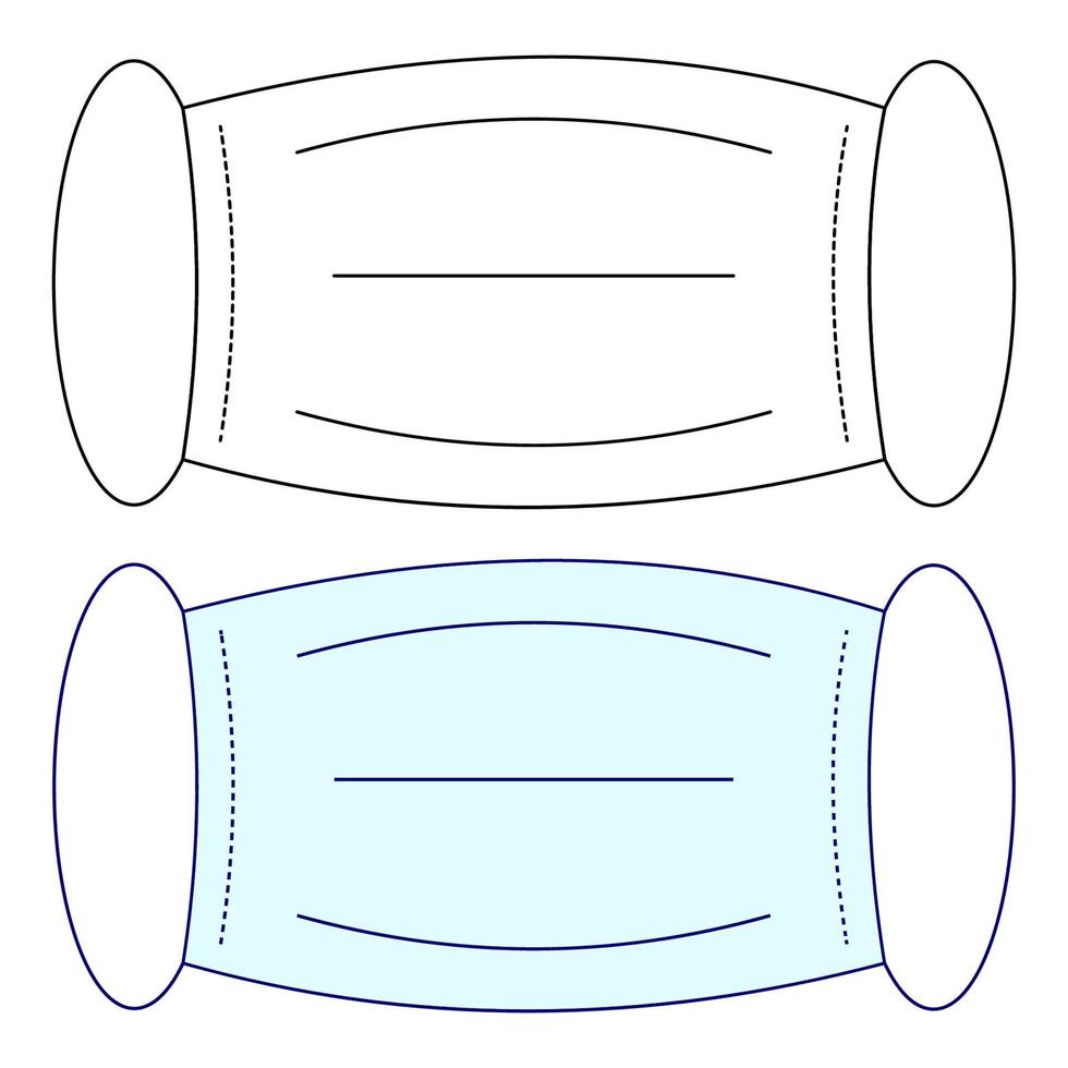 Blue and white medical mask.A means of protection against viruses and diseases.A set of medical masks.Simple drawing.Vector illustration vector