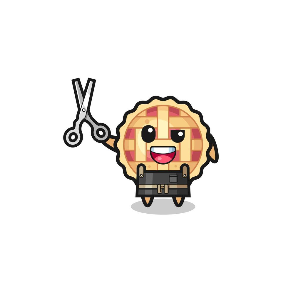 apple pie character as barbershop mascot vector