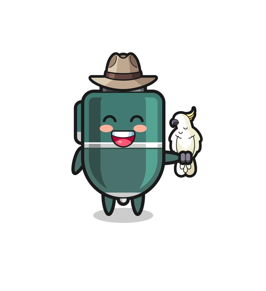 ballpoint pen zookeeper mascot with a parrot vector