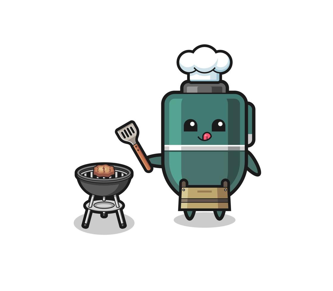 ballpoint pen barbeque chef with a grill vector