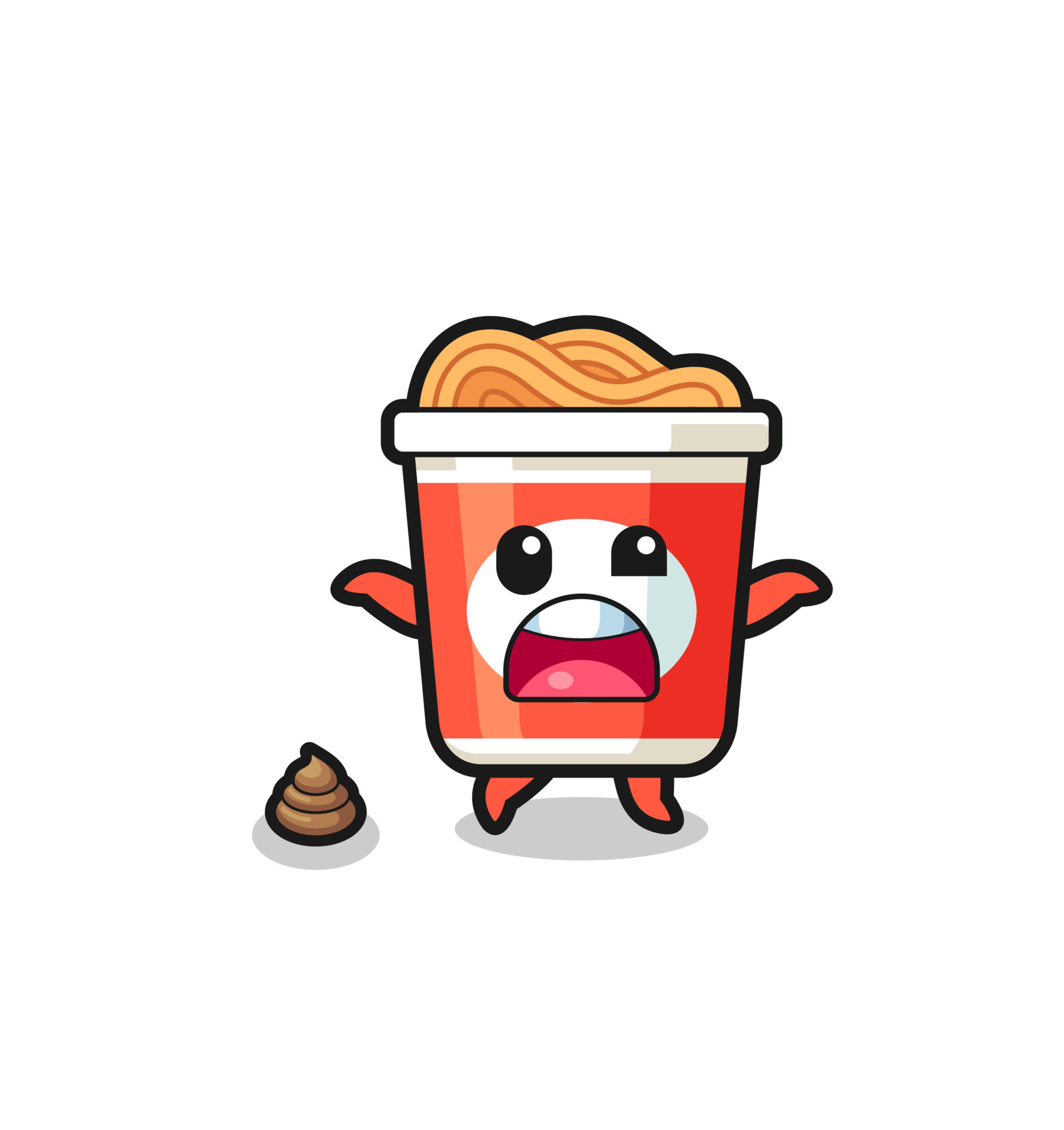 instant noodle earth surprised to meet poop 5393973 Vector Art at Vecteezy