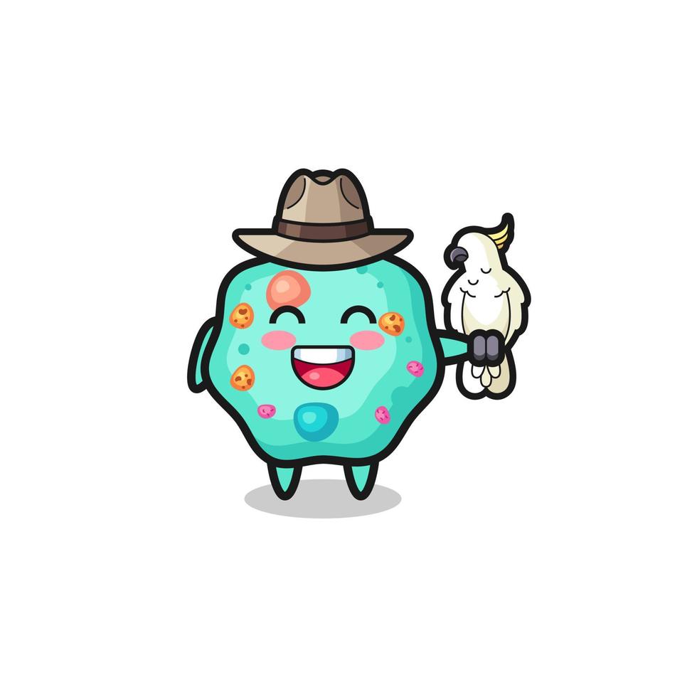 amoeba zookeeper mascot with a parrot vector