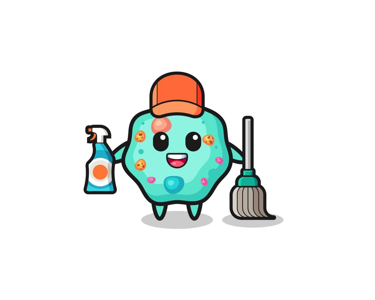 cute amoeba character as cleaning services mascot vector