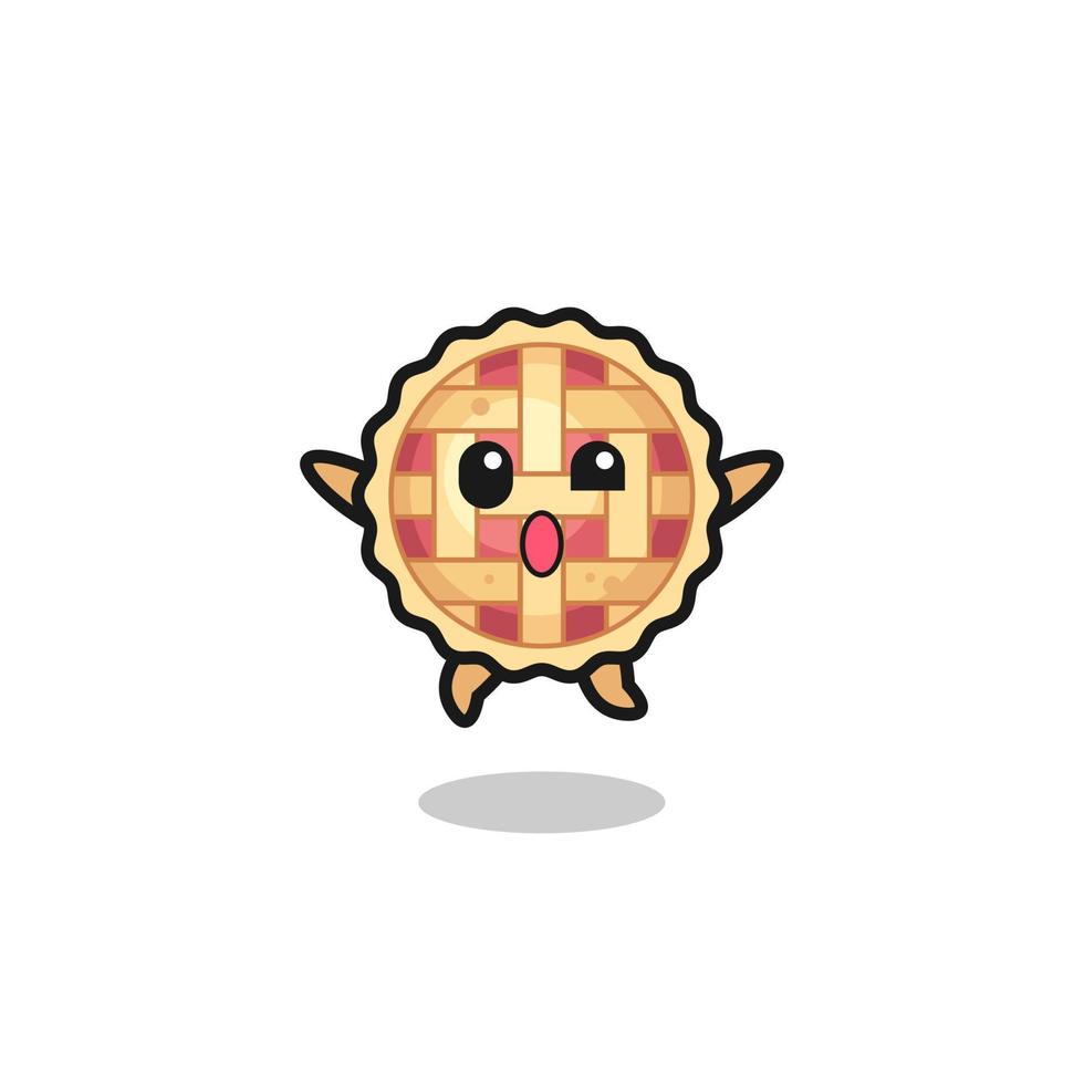 apple pie character is jumping gesture vector