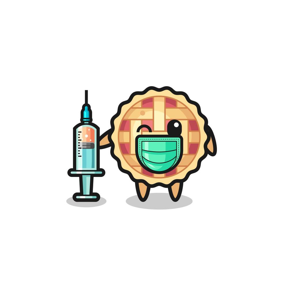 apple pie mascot as vaccinator vector