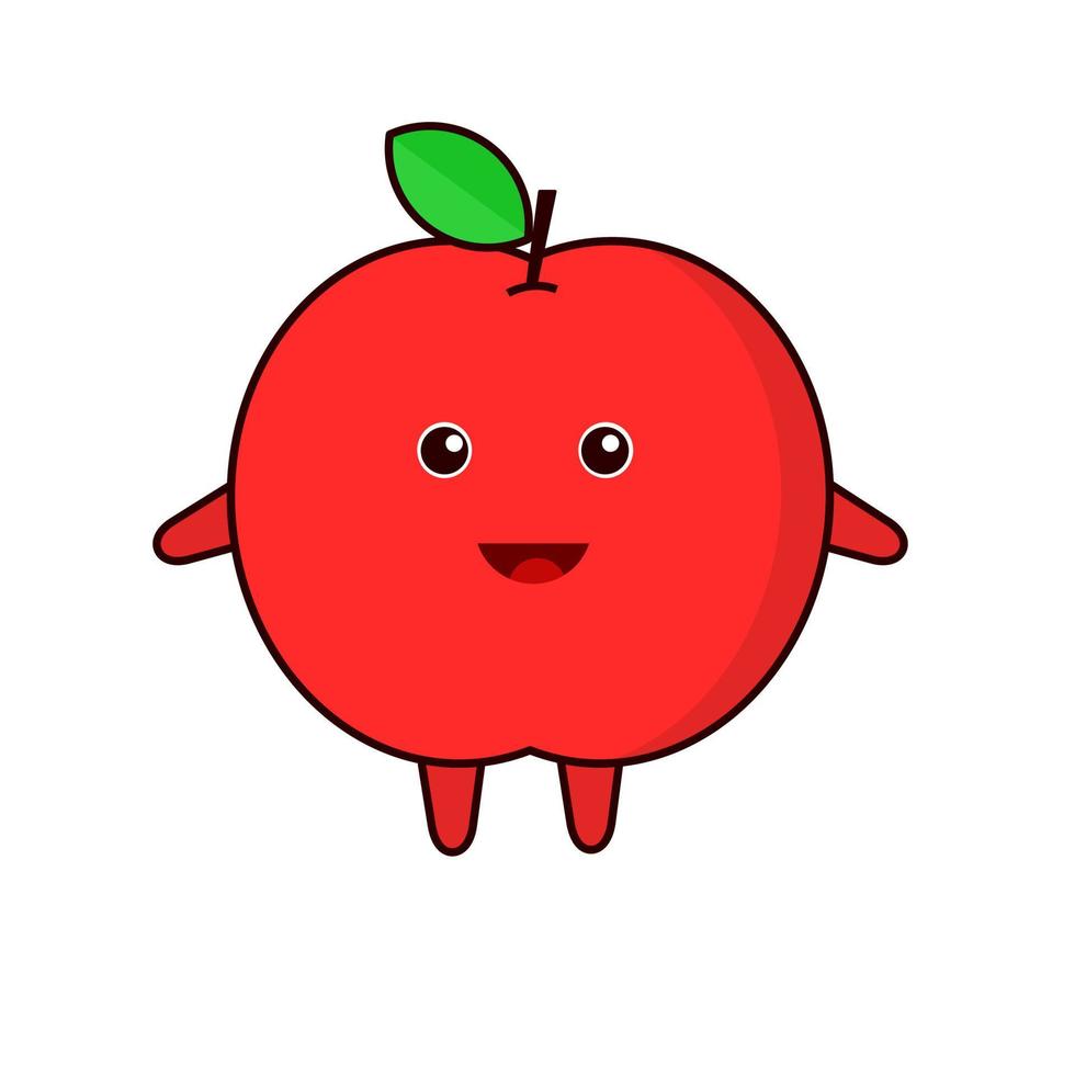 Cute Apple Character smiling vector