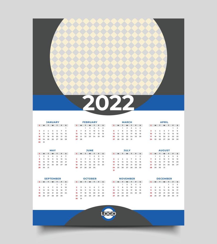 calendar design template. Wall calendar design 2022 year. vector