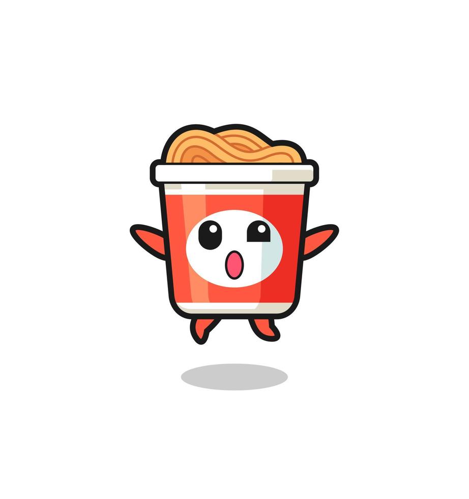 instant noodle character is jumping gesture vector