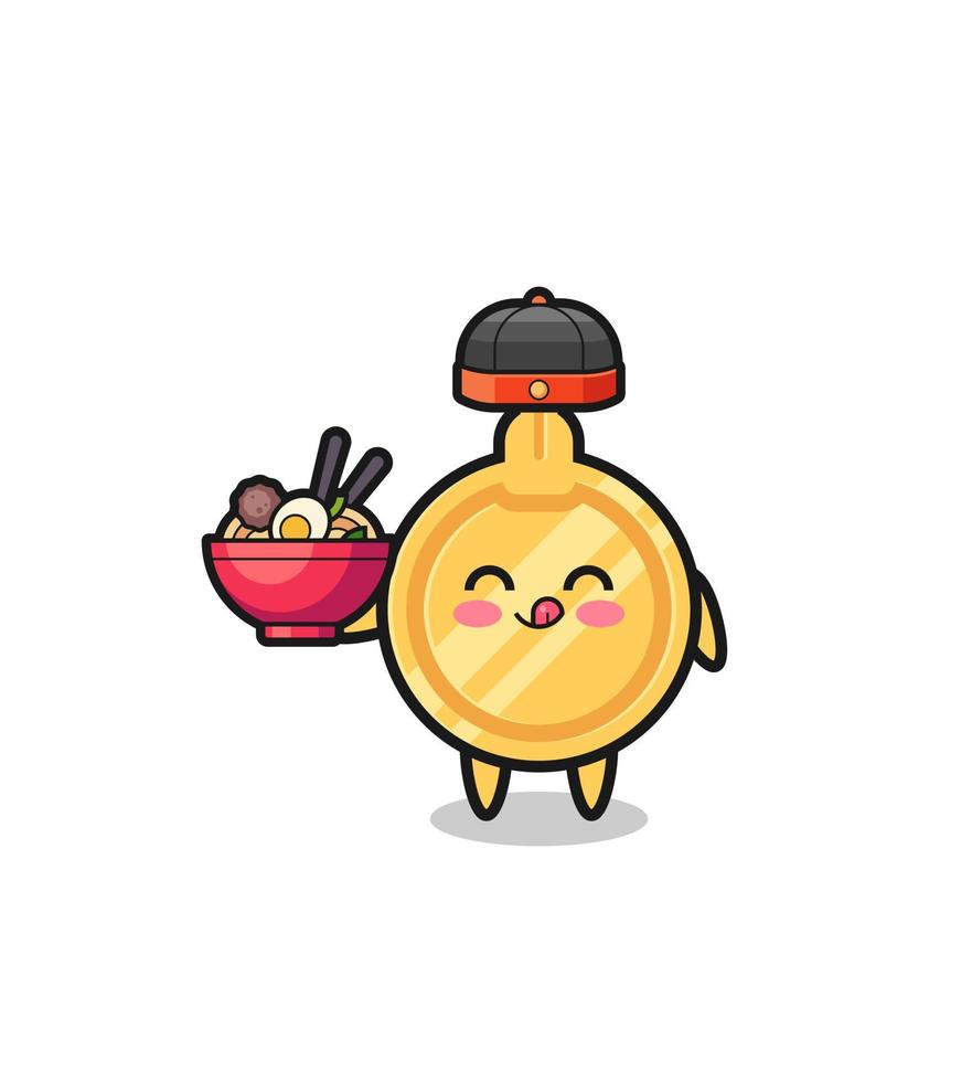 key as Chinese chef mascot holding a noodle bowl vector