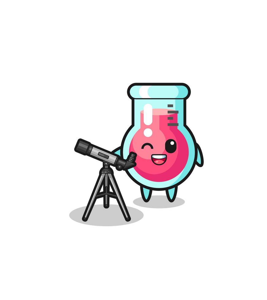 laboratory beaker astronomer mascot with a modern telescope vector
