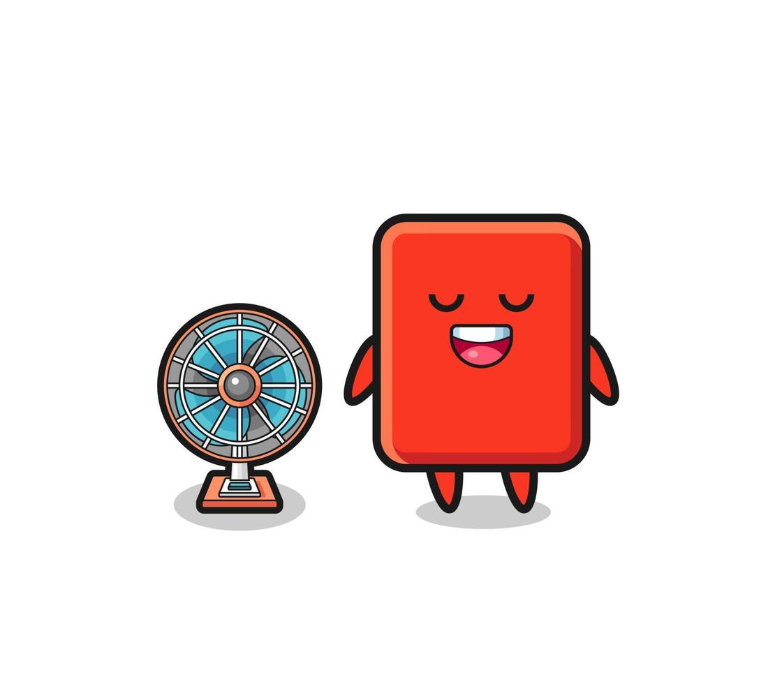 linda tarjeta roja está parada frente al ventilador vector