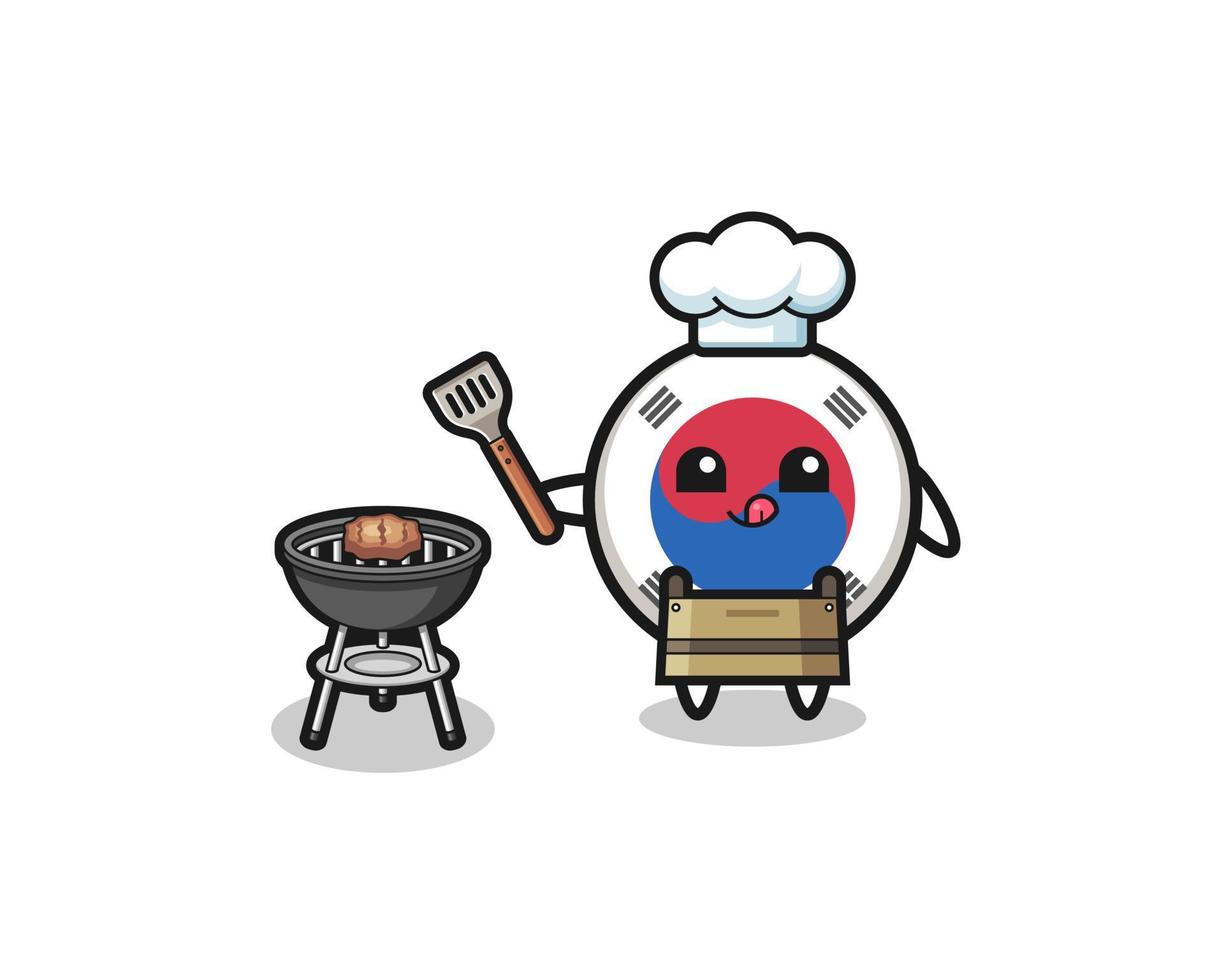 south korea flag barbeque chef with a grill vector