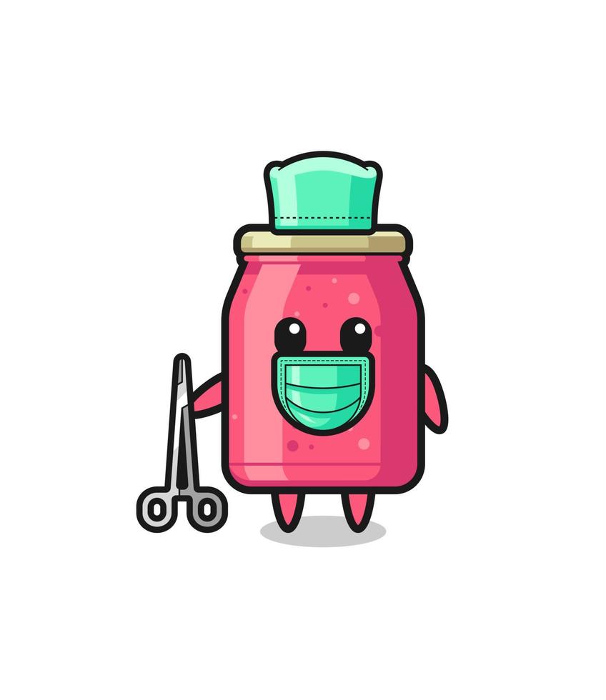 surgeon strawberry jam mascot character vector