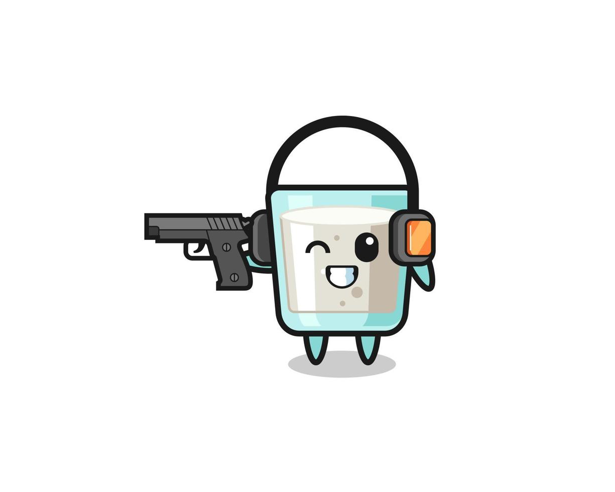 illustration of milk cartoon doing shooting range vector