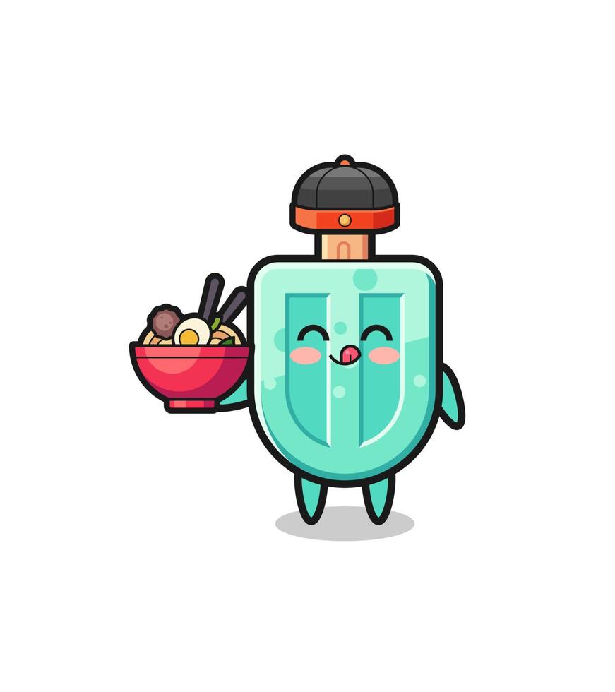popsicles as Chinese chef mascot holding a noodle bowl vector