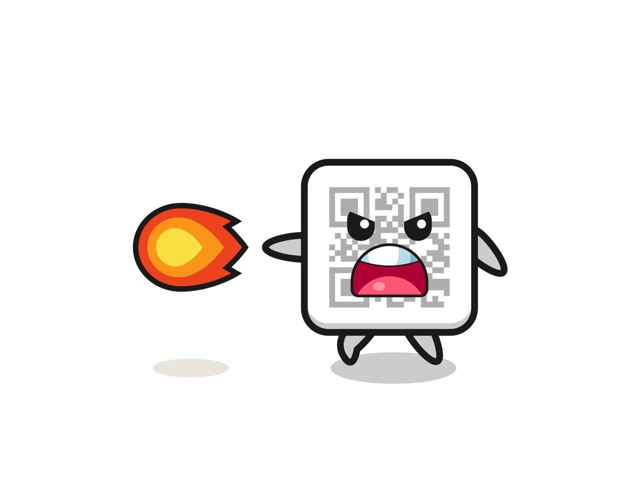 cute qr code mascot is shooting fire power vector