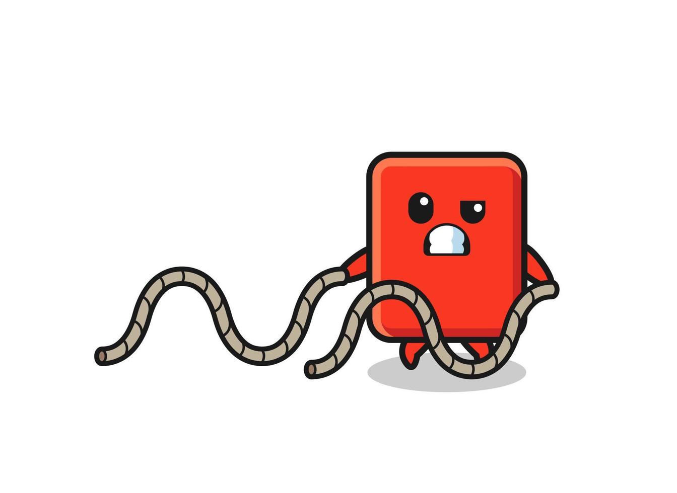 illustration of red card doing battle rope workout vector