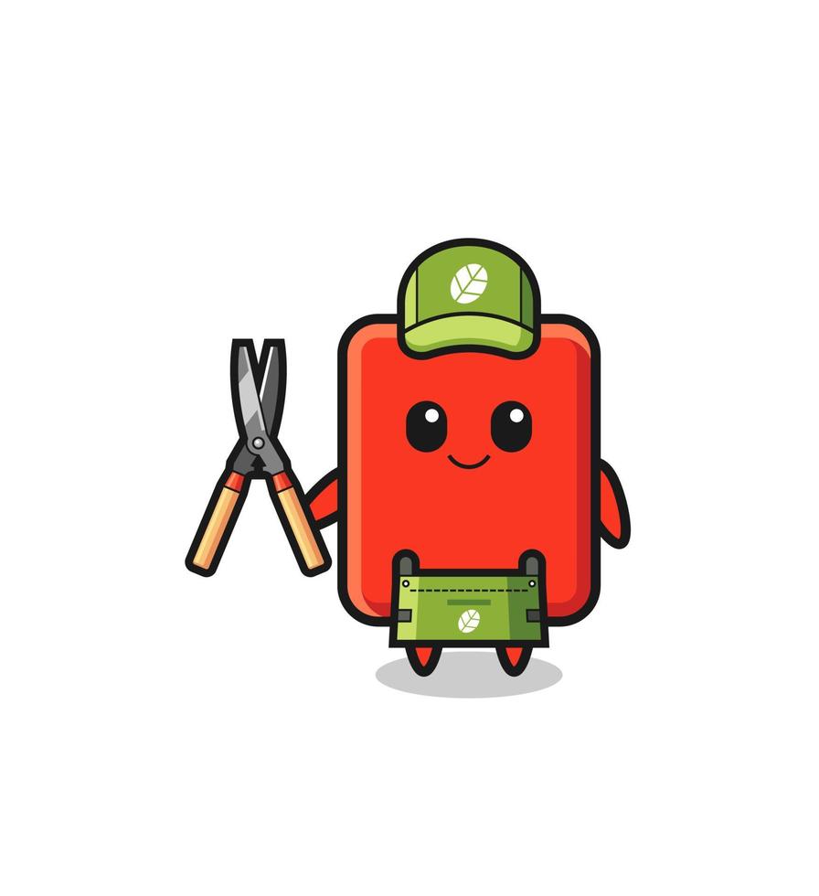 cute red card as gardener mascot vector