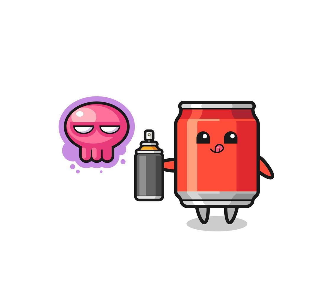 drink can cartoon make a graffiti with a spray paint vector