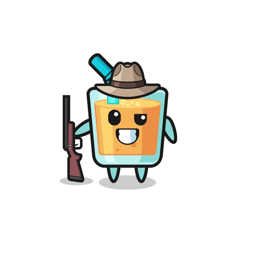 orange juice hunter mascot holding a gun vector