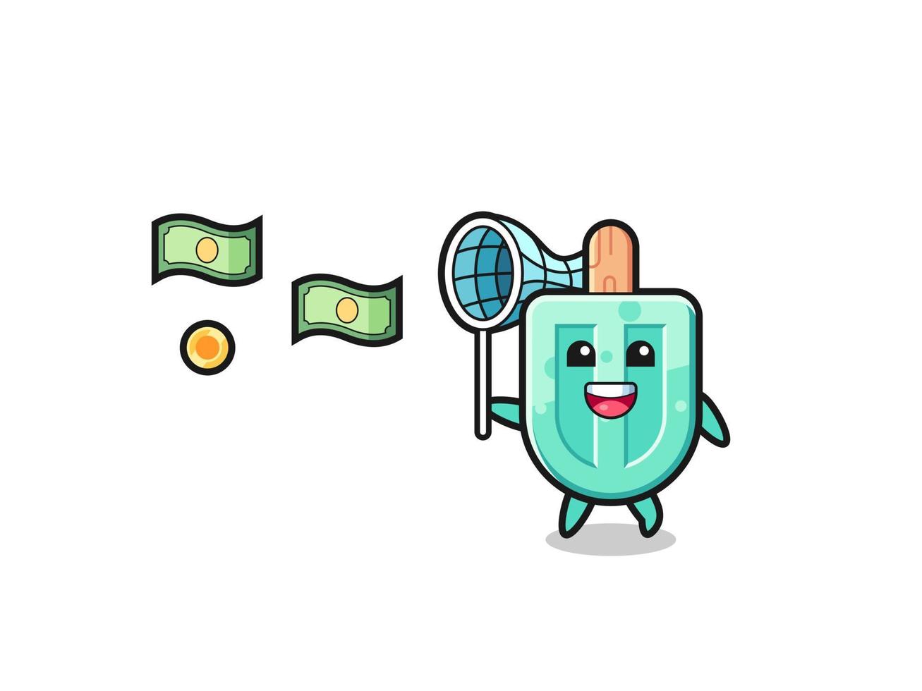 illustration of the popsicles catching flying money vector