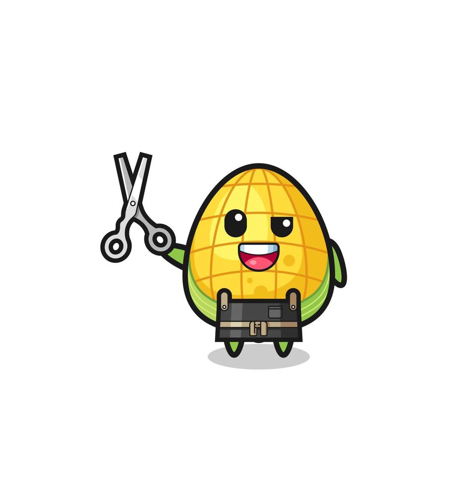 corn character as barbershop mascot vector