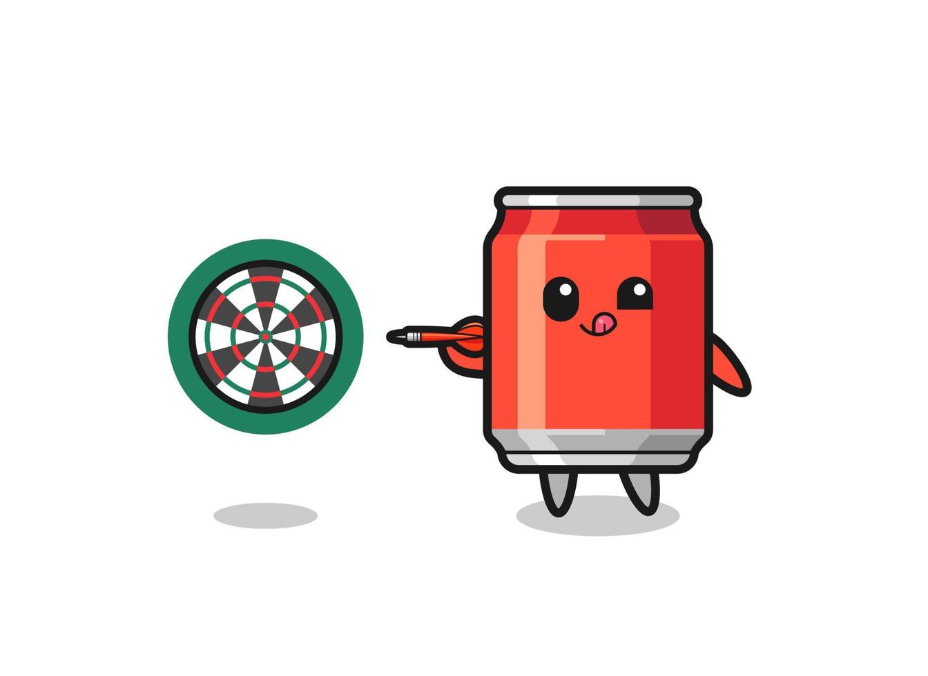 cute drink can is playing dart vector
