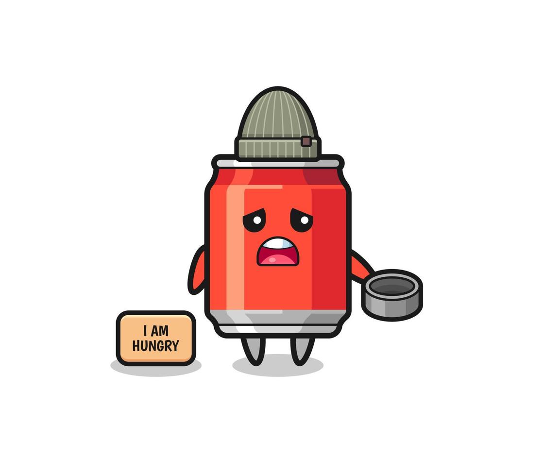 cute drink can beggar cartoon character vector