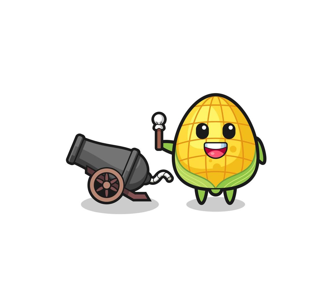 cute corn shoot using cannon vector