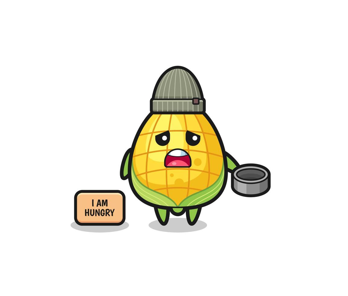 cute corn beggar cartoon character vector