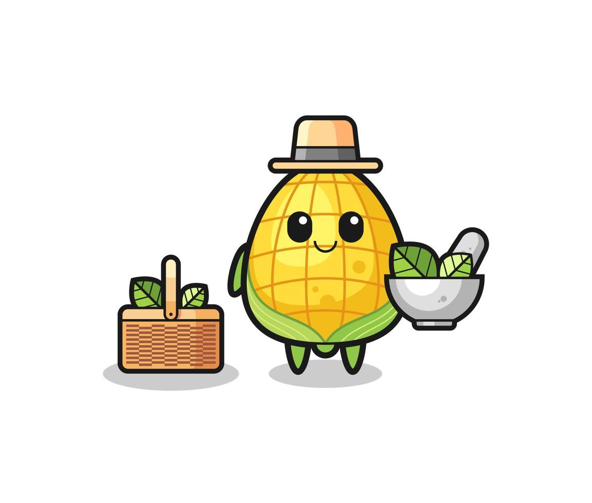corn herbalist cute cartoon vector