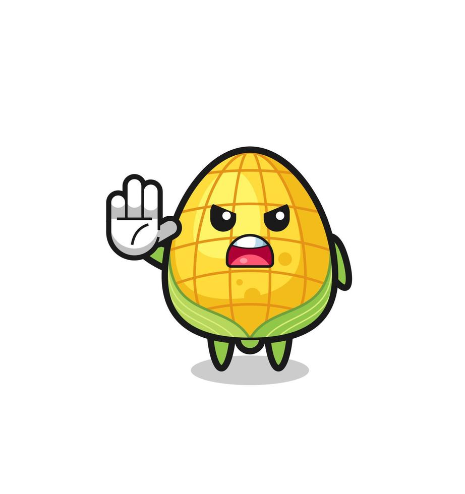 corn character doing stop gesture vector