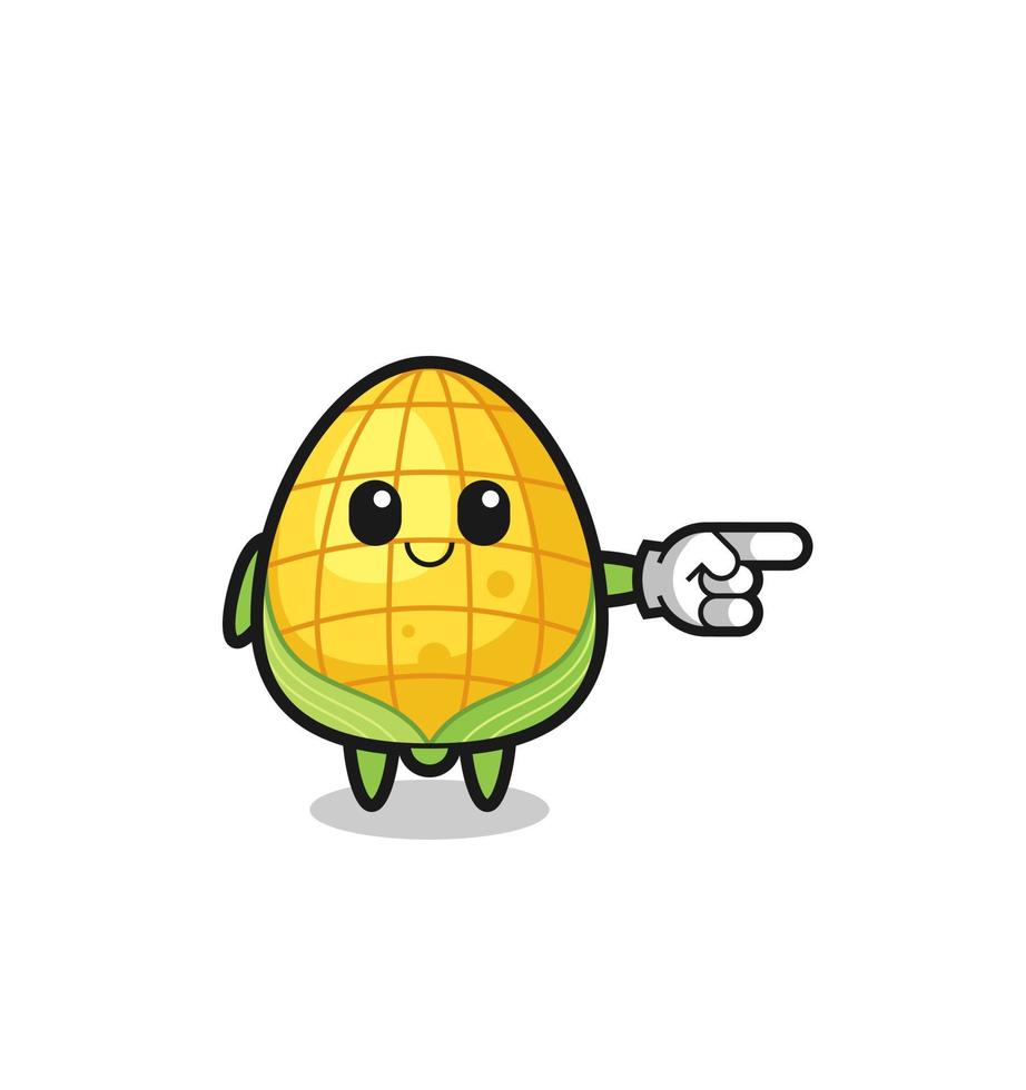 corn mascot with pointing right gesture vector