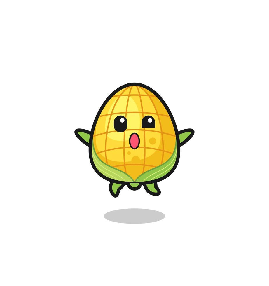corn character is jumping gesture vector