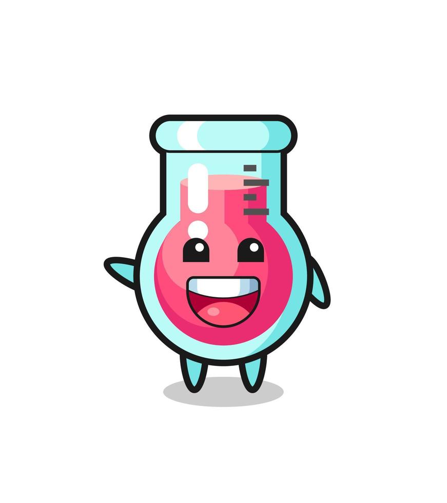 happy laboratory beaker cute mascot character vector