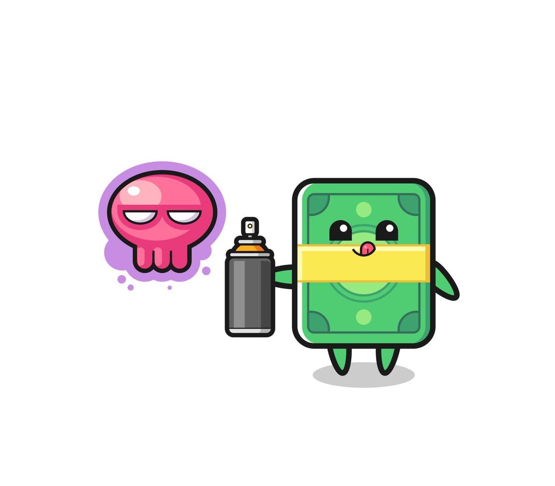 money cartoon make a graffiti with a spray paint vector