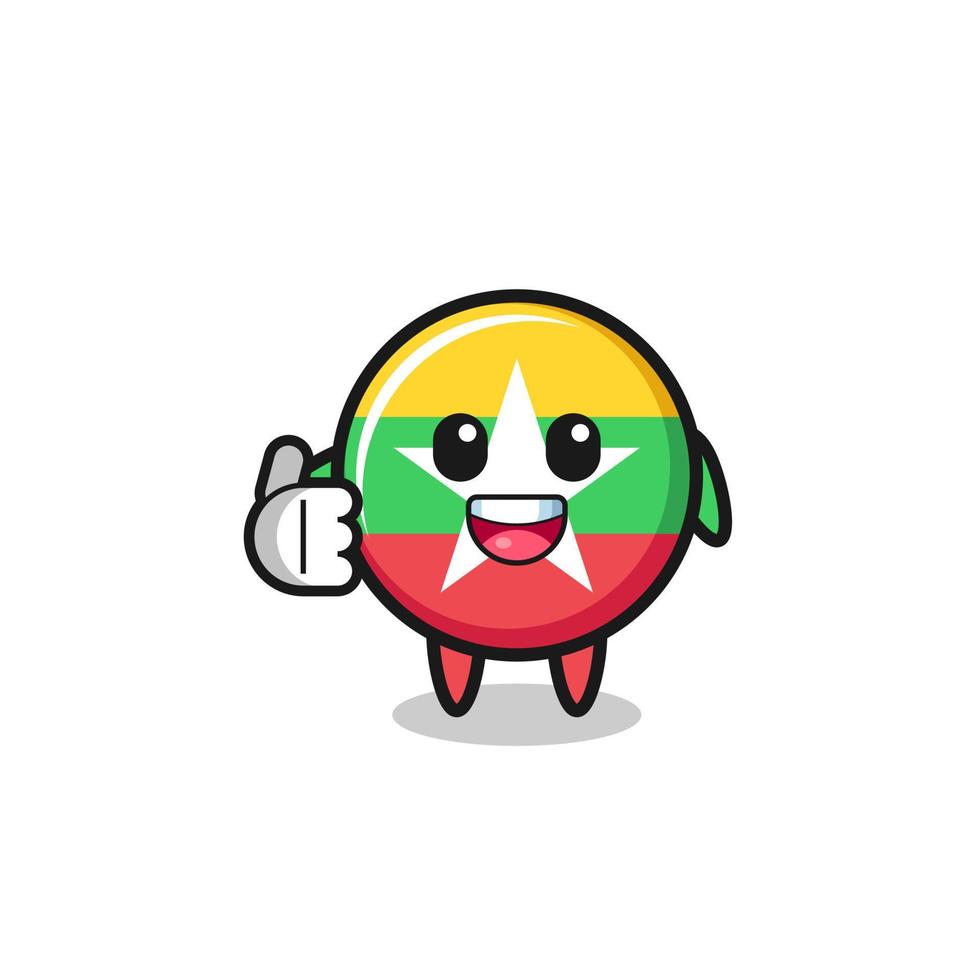 myanmar flag mascot doing thumbs up gesture vector