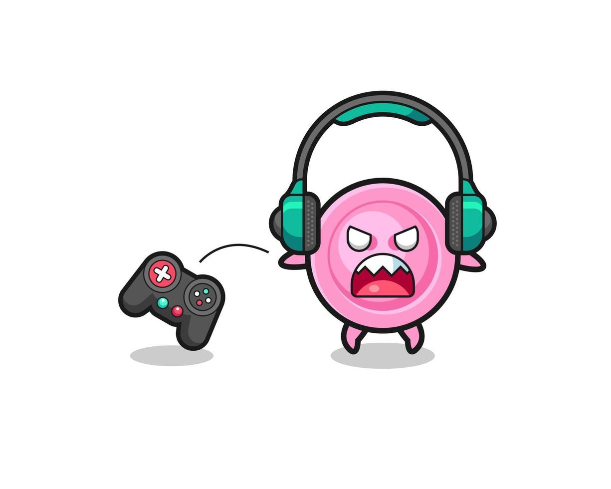 clothing button gamer mascot is angry vector