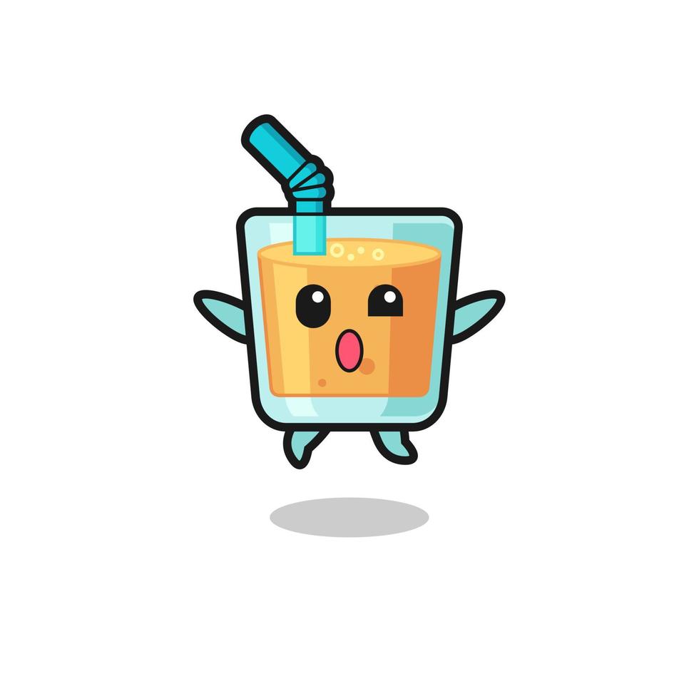 orange juice character is jumping gesture vector