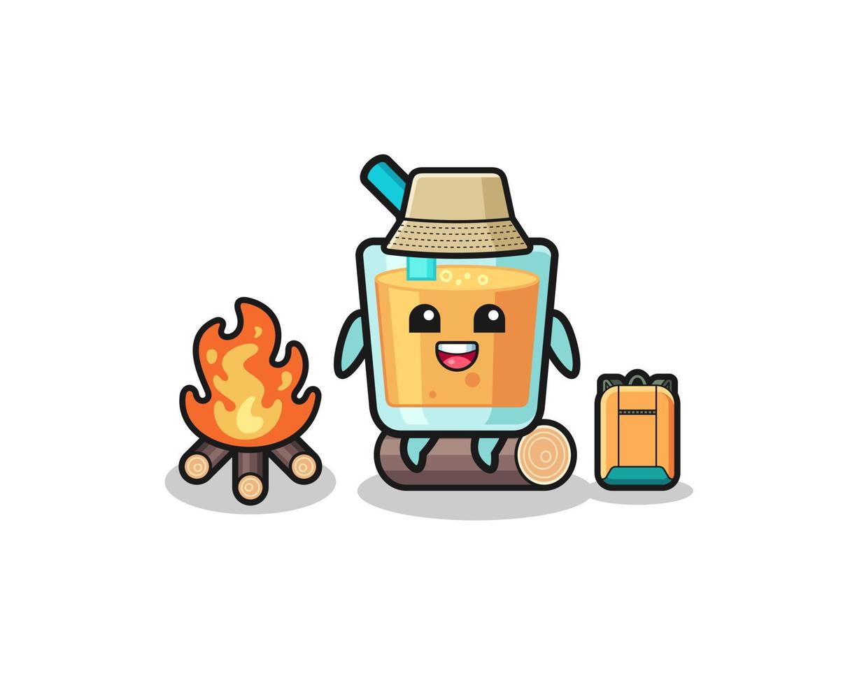 camping illustration of the orange juice cartoon vector