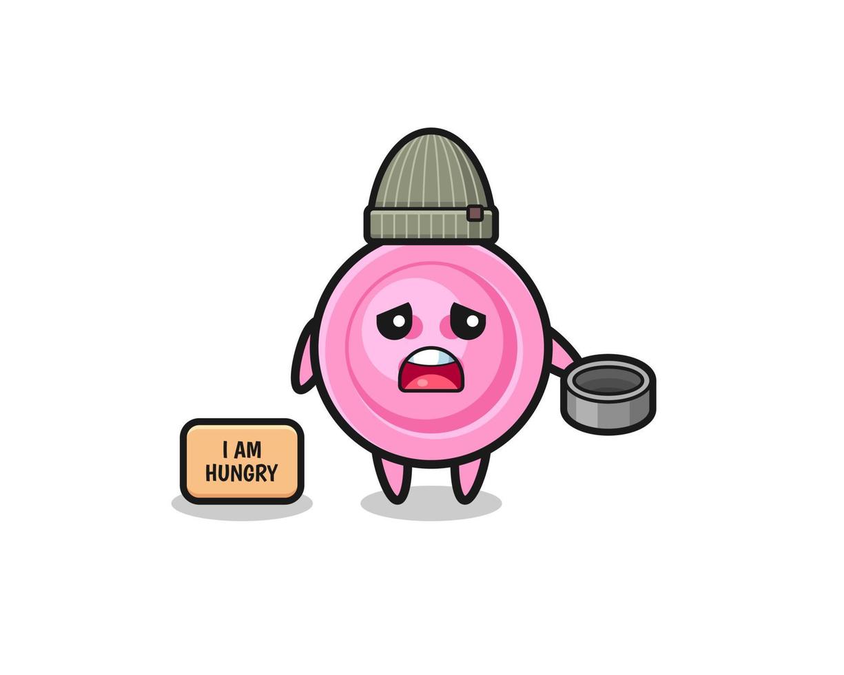 cute clothing button beggar cartoon character vector