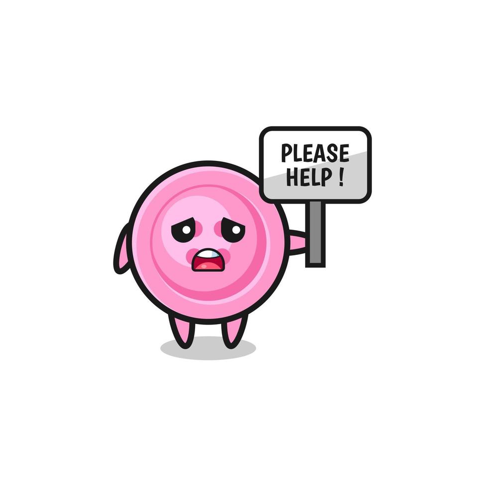 cute clothing button hold the please help banner vector