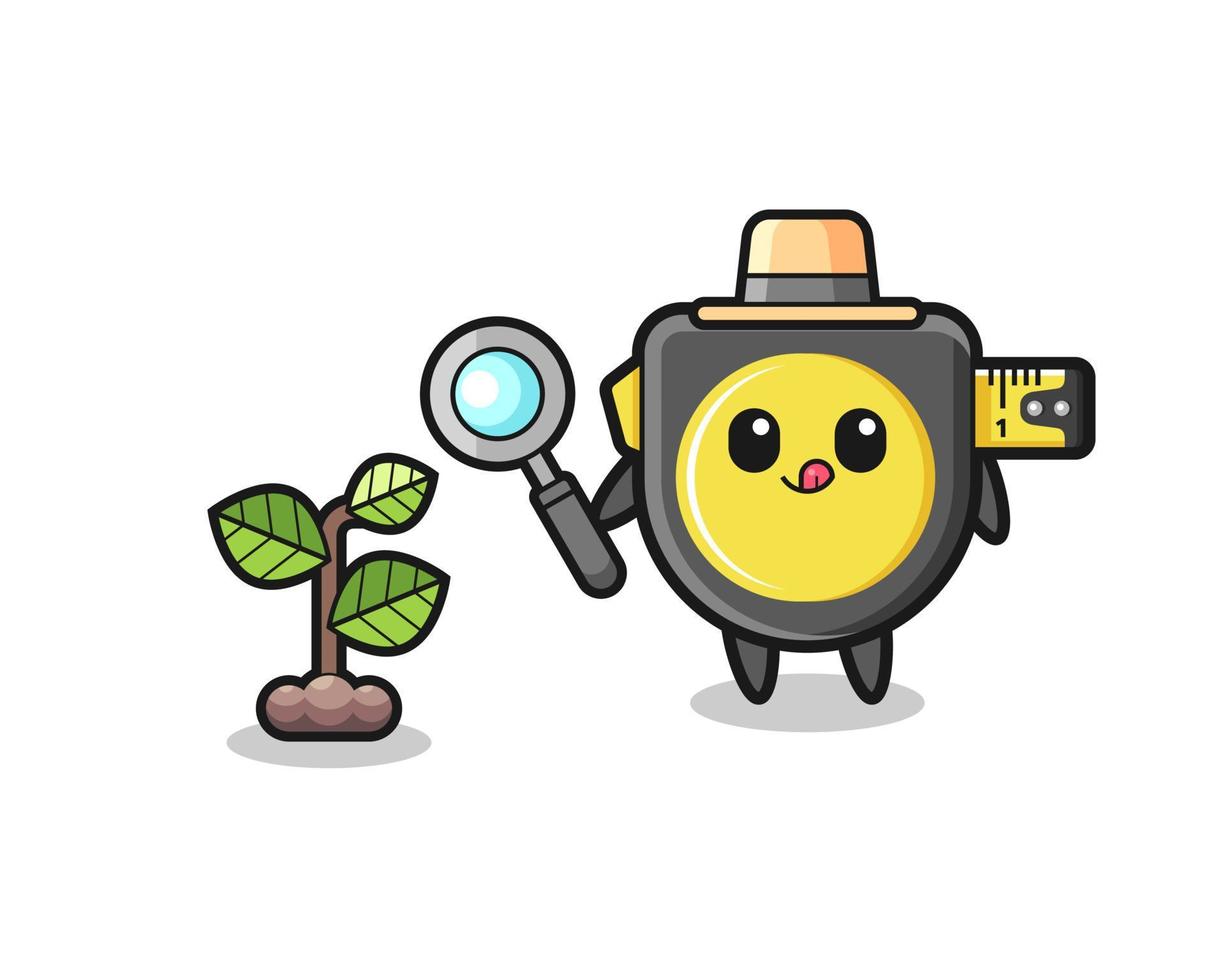 cute tape measure herbalist researching a plants vector